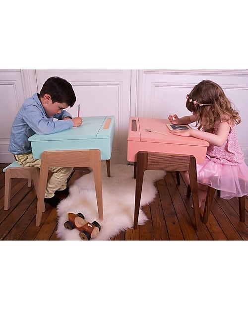 Jungle by Jungle My Little Pupitre, Wooden Children Desk - Walnut/Old Pink - Ideal from 3 to 6 years! Desks