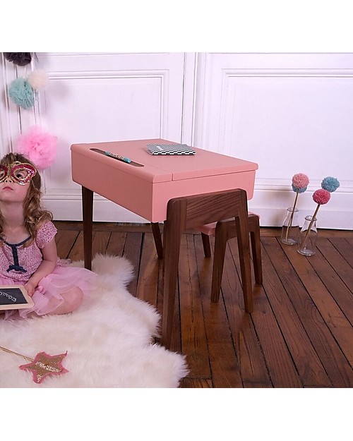 Jungle by Jungle My Little Pupitre, Wooden Children Desk - Walnut/Old Pink - Ideal from 3 to 6 years! Desks