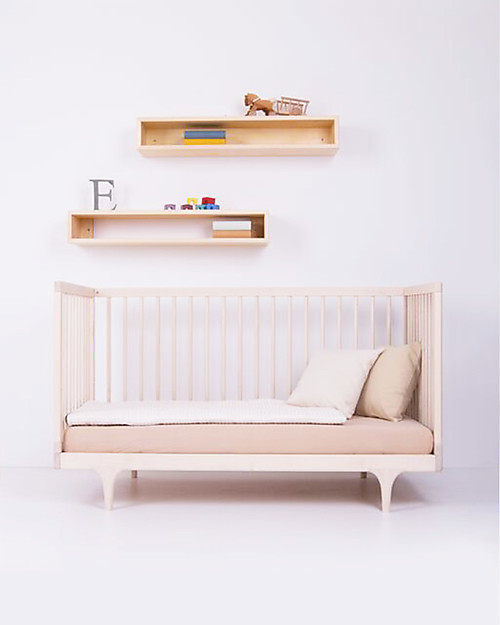 Kalon Studios Caravan Crib Raw Maple Wood - Converts to Junior Bed 0-6 Years Cots and Cotbeds