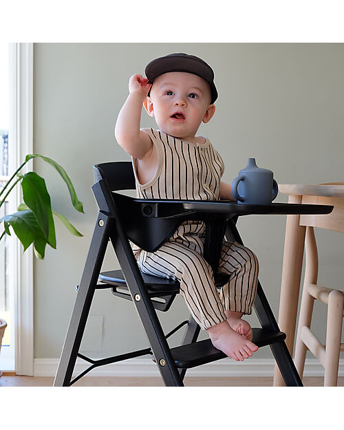 KAOS KLAPP High Chair - Black - Foldable Space-Saving - Oak Wood High Chairs