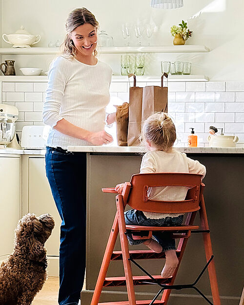 KAOS KLAPP High Chair - Terracotta Pink - Foldable Space-Saving - 100% Recycled Materials High Chairs