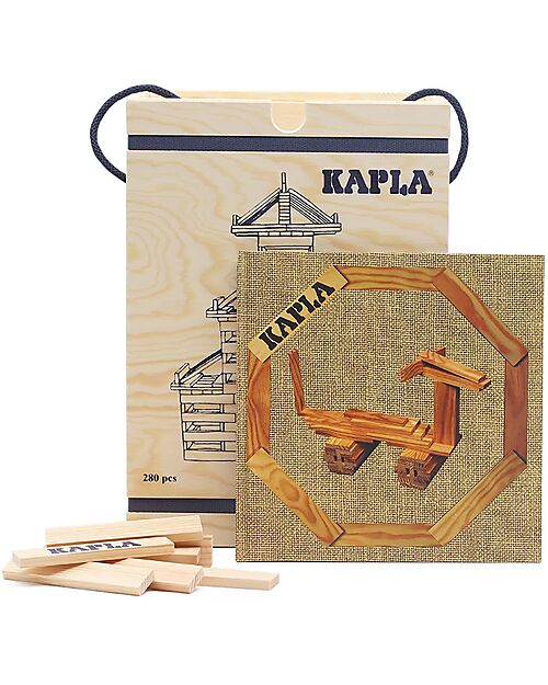 Kapla Kapla 280, Wood Tablets + Technical Booklet + Ecru Art Book, Natural - Fun and educational! Wooden Blocks and Construction Sets