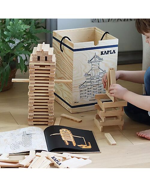 Kapla Kapla 280, Wood Tablets + Technical Booklet + Ecru Art Book, Natural - Fun and educational! Wooden Blocks and Construction Sets