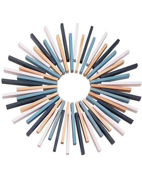 Kapla Set of 200 Planks - Natural, Blue, Sky, White - Wood - Funny and Educational! Wooden Blocks and Construction Sets