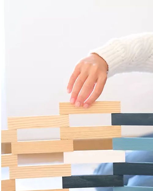 Kapla Set of 200 Planks - Natural, Blue, Sky, White - Wood - Funny and Educational! Wooden Blocks and Construction Sets