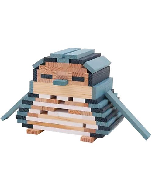 Kapla Set of 200 Planks - Natural, Blue, Sky, White - Wood - Funny and Educational! Wooden Blocks and Construction Sets