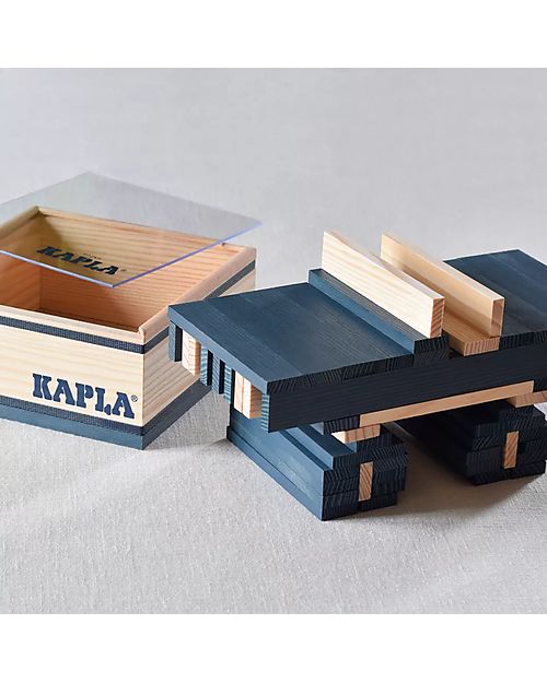 Kapla Set of 40 Planks - Blue - Wood - Funny and Educational! Wooden Blocks and Construction Sets