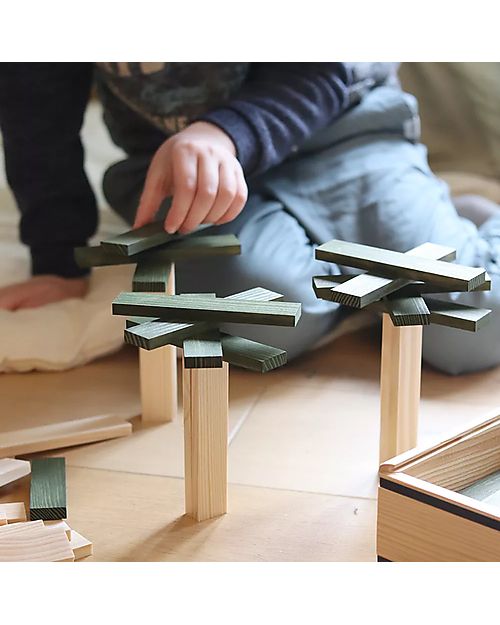 Kapla Set of 40 Planks - Green - Wood - Funny and Educational! Wooden Blocks and Construction Sets