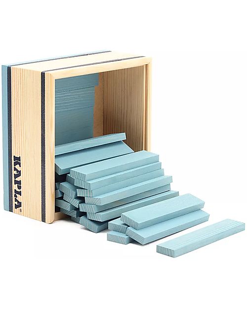 Kapla Set of 40 Planks - Light Blue - Wood - Funny and Educational! Wooden Blocks and Construction Sets