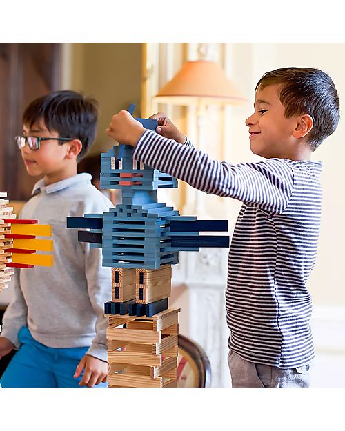 Kapla Set of 40 Planks - Light Blue - Wood - Funny and Educational! Wooden Blocks and Construction Sets