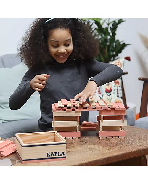 Kapla Set of 40 Planks - Pink - Wood - Funny and Educational! Wooden Blocks and Construction Sets