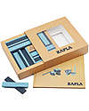 Kapla Set of 40 Planks With Art Book - Dark and Light Blue -  Wood Wooden Blocks and Construction Sets
