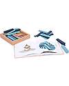 Kapla Set of 40 Planks With Art Book - Dark and Light Blue -  Wood Wooden Blocks and Construction Sets