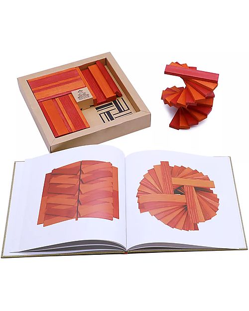 Kapla Set of 40 Planks With Art Book - Red and Orange -  Wood Wooden Blocks and Construction Sets