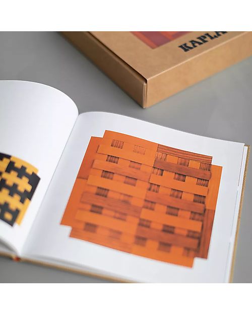 Kapla Set of 40 Planks With Art Book - Red and Orange -  Wood Wooden Blocks and Construction Sets