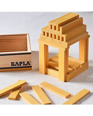 Kapla Set of 40 Planks - Yellow - Wood - Funny and Educational! Wooden Blocks and Construction Sets