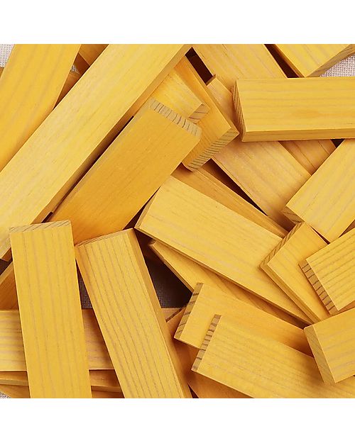 Kapla Set of 40 Planks - Yellow - Wood - Funny and Educational! Wooden Blocks and Construction Sets