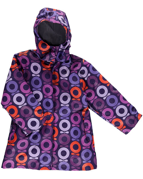 Katvig Two Piece Rain Set for Girls - Rain Jacket with detachable fleece lining - Purple Big Apple print PLUS Waterproof Trousers Purple - 100% Recycled Waterproof
