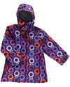 Katvig Two Piece Rain Set for Girls - Rain Jacket with detachable fleece lining - Purple Big Apple print PLUS Waterproof Trousers Purple - 100% Recycled Waterproof