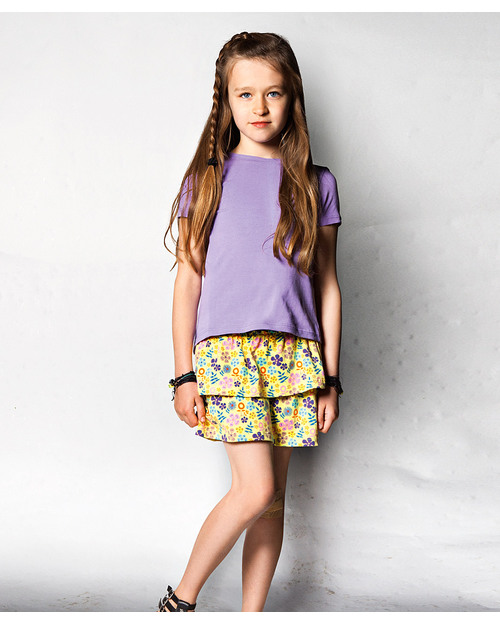 Katvig Wildflowers Skirt Multicoloured Flowers on Yellow - Organic Skirts