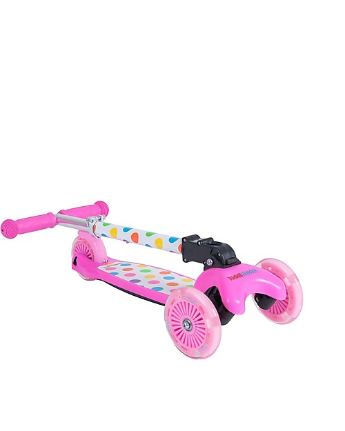 Kiddimoto Foldable Kids 3 Wheeled Scooter U-Zoom, Pastel Dotty Scooters