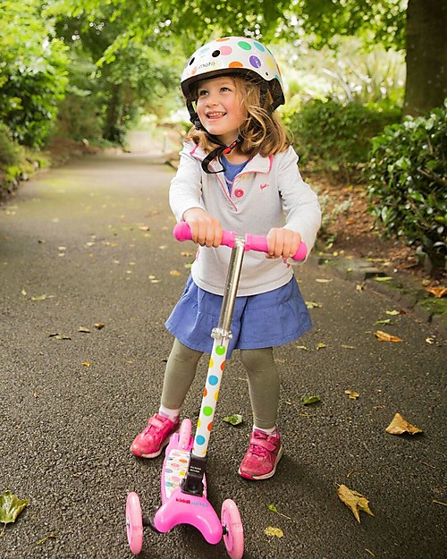 Kiddimoto Foldable Kids 3 Wheeled Scooter U-Zoom, Pastel Dotty Scooters