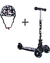 Kiddimoto Foldable Kids 3 Wheeled Scooter U-Zoom with Helmet, Skulls and Cross Bones Scooters
