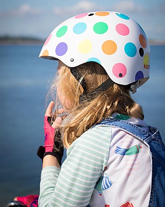 Kiddimoto Kids Bike Helmet, Pastel Dotty Bycicles