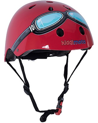 Kiddimoto Kids Bike Helmet with Goggles, Red Bicycle Helmets