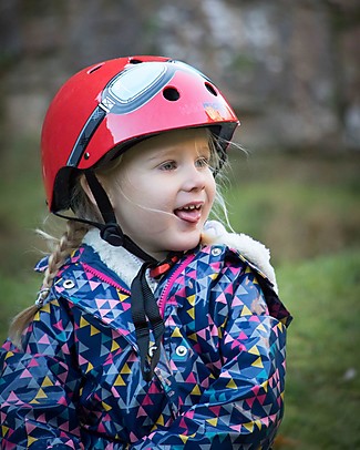 Kiddimoto Kids Bike Helmet with Goggles, Red Bicycle Helmets