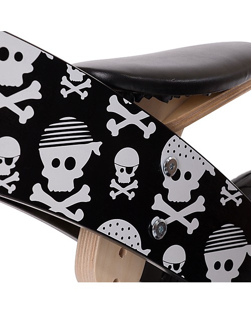 Kiddimoto Wooden Balance Bike Kurve, Skulls and Cross Bones Balance Bikes