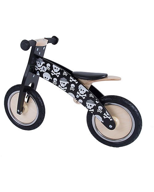 Kiddimoto Wooden Balance Bike Kurve, Skulls and Cross Bones Balance Bikes
