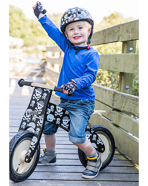 Kiddimoto Wooden Balance Bike Kurve, Skulls and Cross Bones Balance Bikes