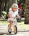 Kiddimoto Wooden Balance Bike Kurve with Helmet, Pastel Dots Balance Bikes