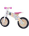 Kiddimoto Wooden Balance Bike Kurve with Helmet, Pastel Dots Balance Bikes