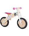 Kiddimoto Wooden Balance Bike Kurve with Helmet, Pastel Dots Balance Bikes
