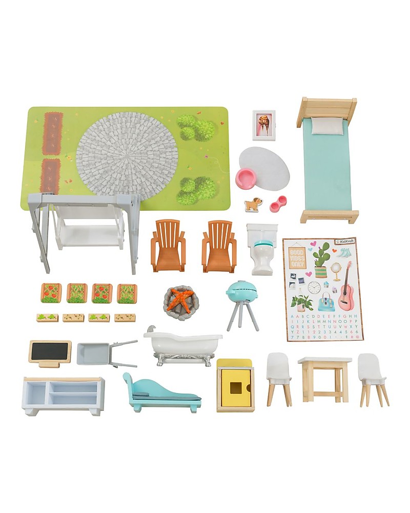 Kidkraft Dollhouse Hallie With Fold Out Playmat And 30