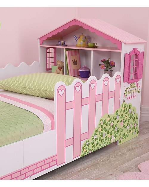 KidKraft Dollhouse Toddler Bed with Storage Space - Wood Single Bed