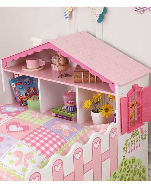 KidKraft Dollhouse Toddler Bed with Storage Space - Wood Single Bed