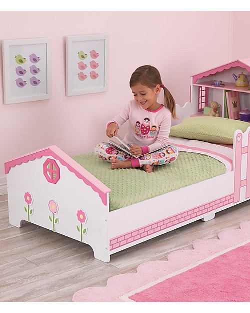 KidKraft Dollhouse Toddler Bed with Storage Space Wood girl