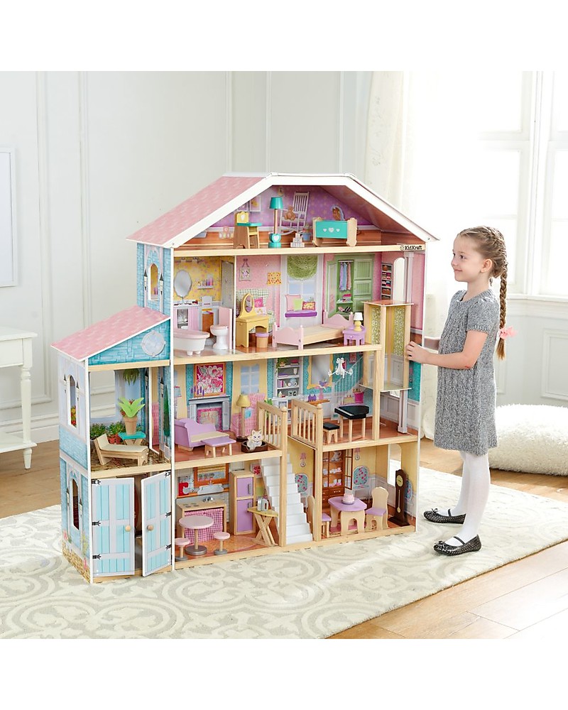 Kidkraft Grand View Mansion Dollhouse with EZ Kraft Assembly™Wooden Dollhouse 