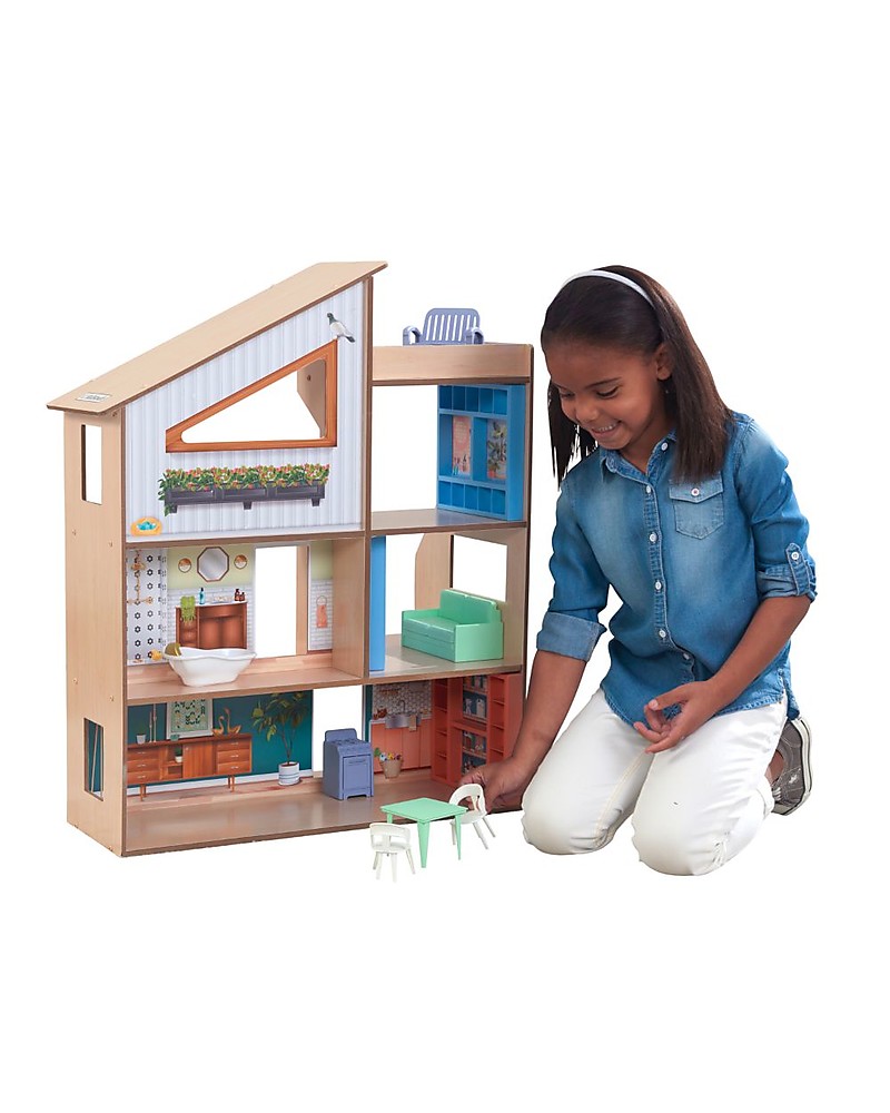 Kidkraft Hazel Wooden Dollhouse Girl, Large White Wooden Montessori Bookcase Dollhouse Toy Storage Unit