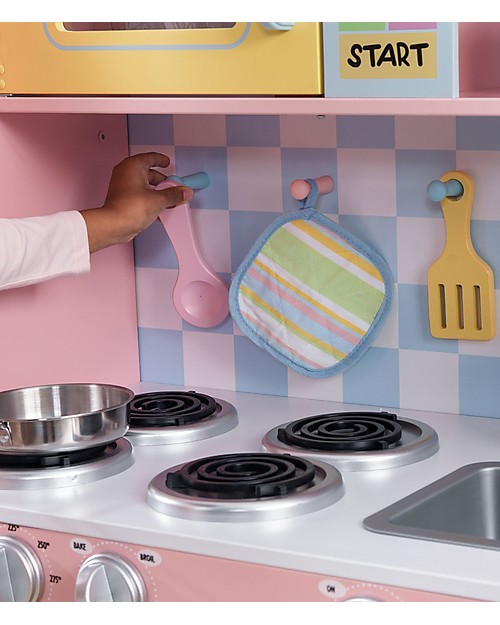 KidKraft Large Pastel Play Kitchen, Colorful and Big - Wood Toy Kitchens