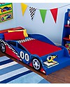 KidKraft Racecar Toddler Bed with Bench - Wood Single Bed
