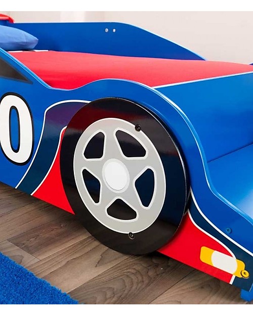 KidKraft Racecar Toddler Bed with Bench - Wood Single Bed