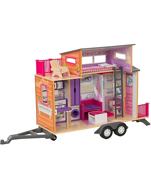 KidKraft Teeny House Dollhouse on Wheels with Pull-Along Hitch - Wood Dolls Houses