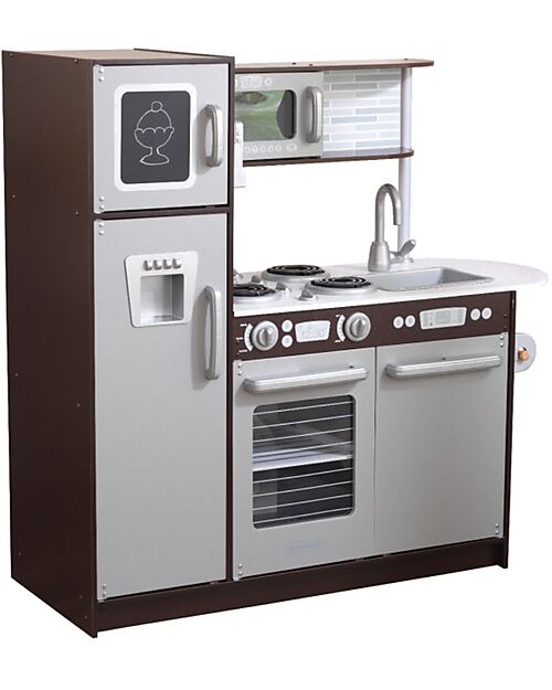 KidKraft Uptown Espresso Play Kitchen - Modern Design - Interactive Appliances! Toy Kitchens