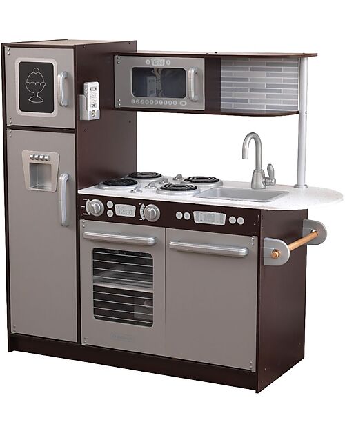 KidKraft Uptown Espresso Play Kitchen - Modern Design - Interactive Appliances! Toy Kitchens