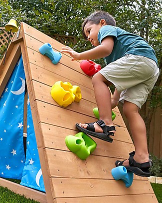 KidKraft Wooden Hideaway with Climbing Wall - Adventure and Relax in Total Safety Playhouses