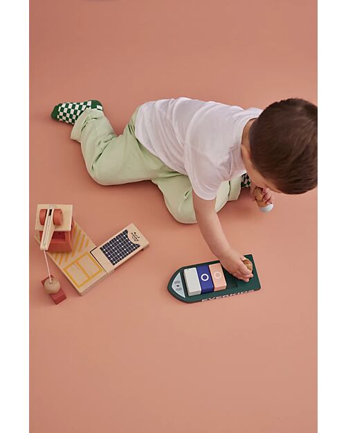 Kid's Concept Aiden Wooden Container Port - Multicolor - Certified FSC Wood Wooden Toy Cars, Trains & Trucks